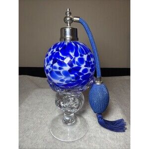 Vintage Royal Limited Crystal Blue Murano Art Atomizer Perfume Bottle